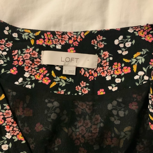 Ann Taylor Loft 0 Black Floral Wrap Romper Dress - Picture 9 of 14